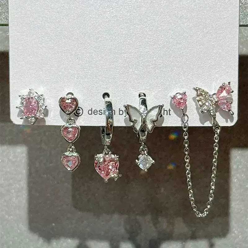 6PCS Set Goth Red Crystal Star Black Pentagram Pendant Earrings For Women Vintage Aesthetic Trendy Y2K Jewelry Accessories X250718