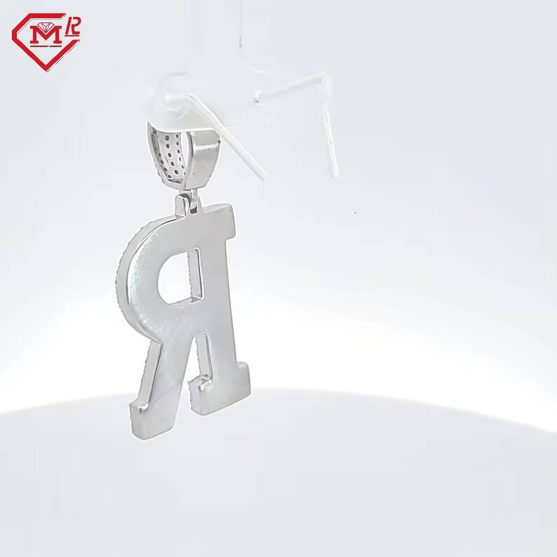 Hip Hop Moissanite Letter Pendant Initial Name Charm 925 Silver Vvs Iced Out Moissanite Pendant