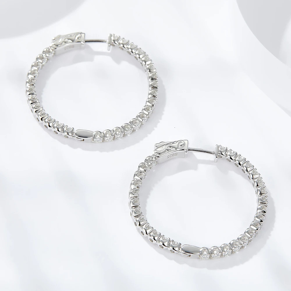 Serenity 2mm D Color Hoop Earrings For Women Anniversary Gift S925 Silver Sparkling Couples Earrings Wedding Bridal 250716