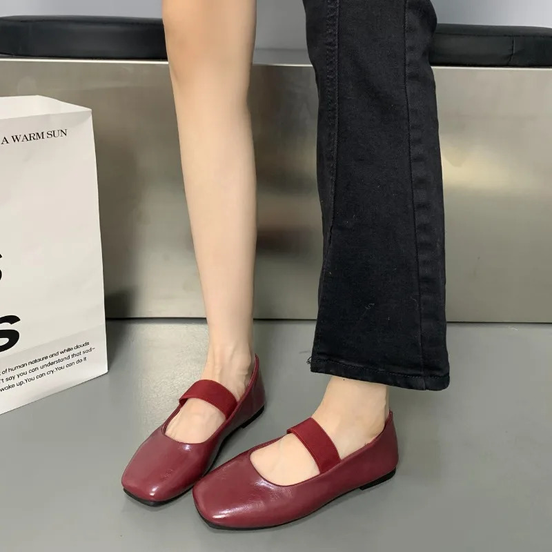Square Toe Women Flats Shoes Mary Jane Fashion Shallow Elastic Band Spring Autumn Ladies Comfort Soft Sole Shoes 250717