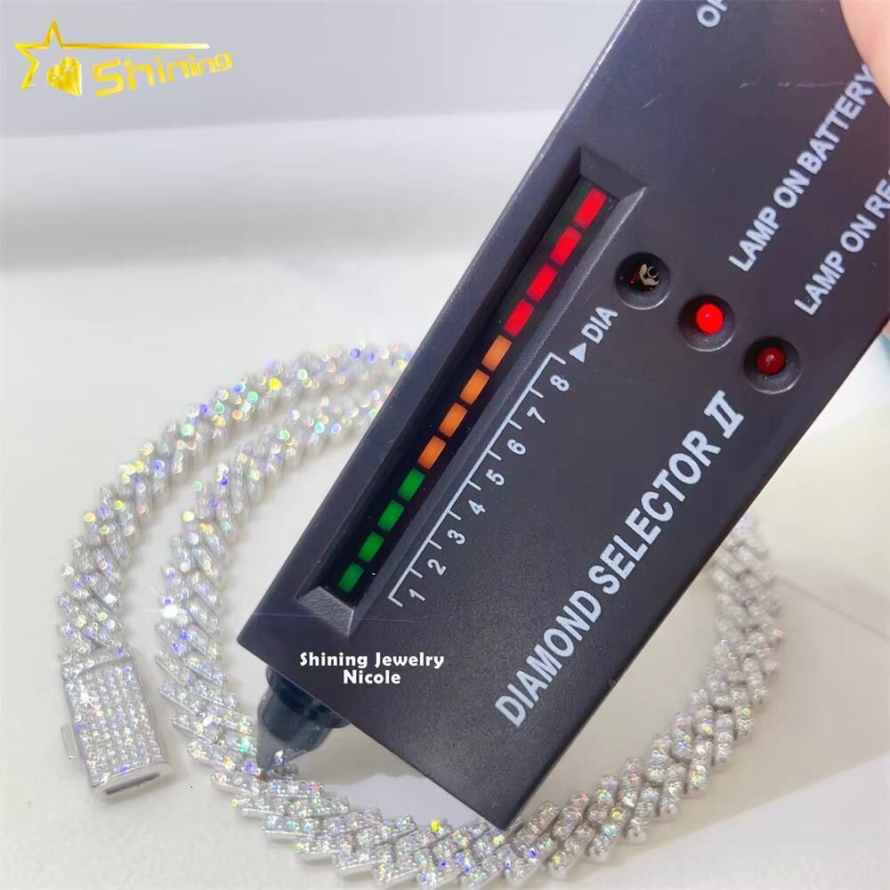 Fine Jewelry Necklace Hip Hop Diamond Chain Iced Out 925 Silver 10mm Moissanite Cuban Link Chain