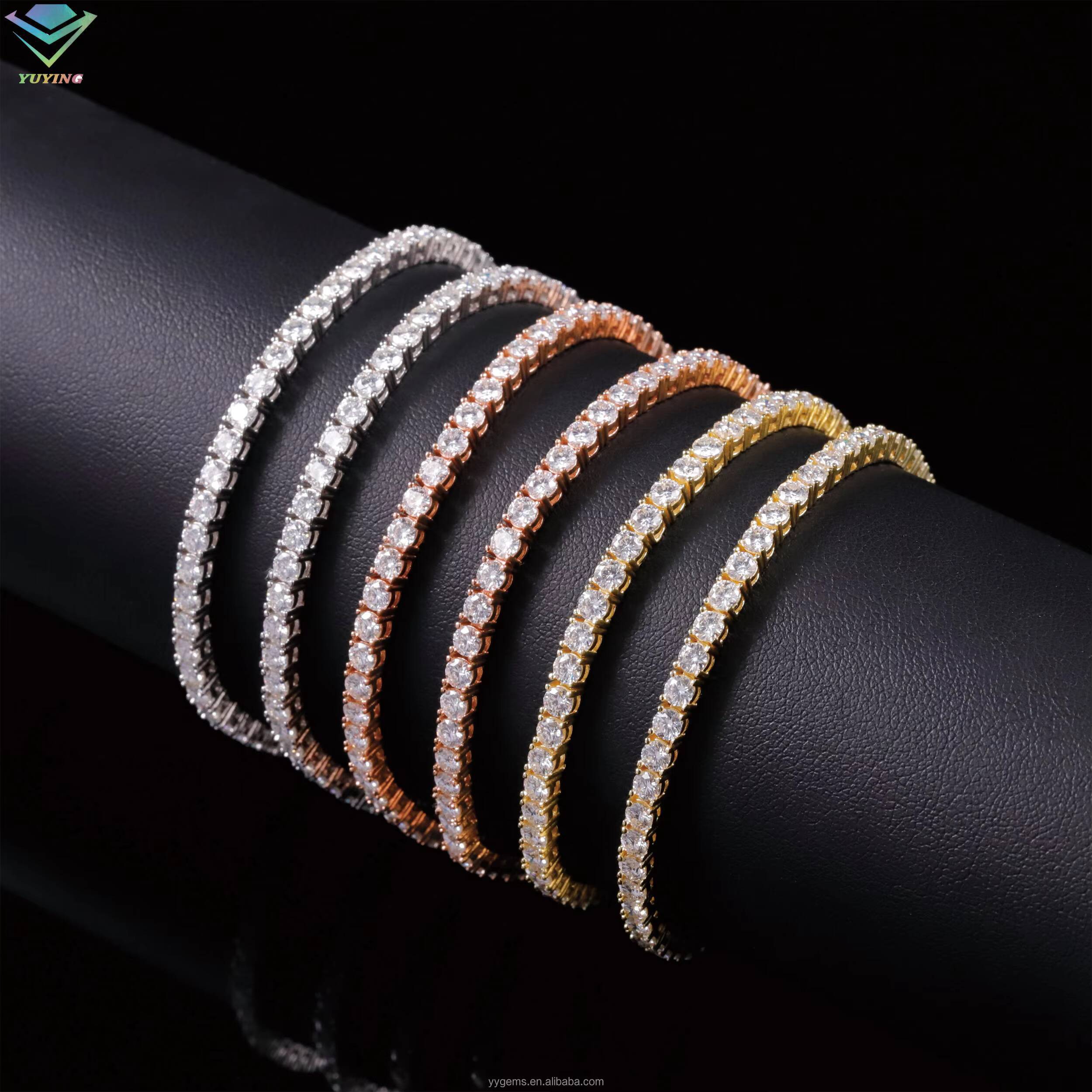 S925 Sterling Silver Mossanite Tennis Bracelet 2mm to 6.5mm Moissanite Tennis Chain for Women Men Jewelry