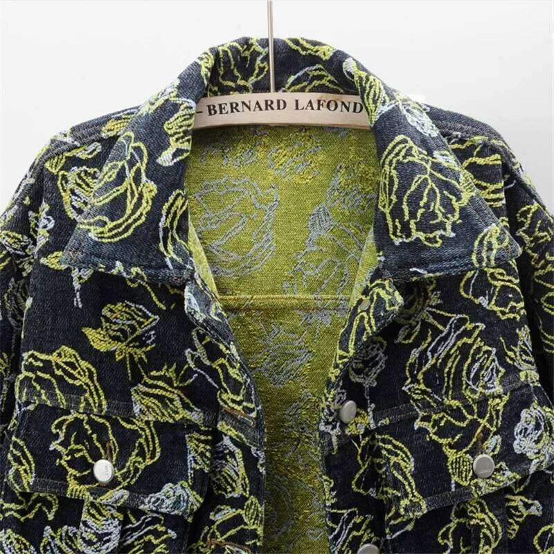 Spring Vintage Embroidery Jacquard Big Pocket Denim Women Cowboy Outwear Chaquetas Mujer Loose Short Jeans Jacket Female