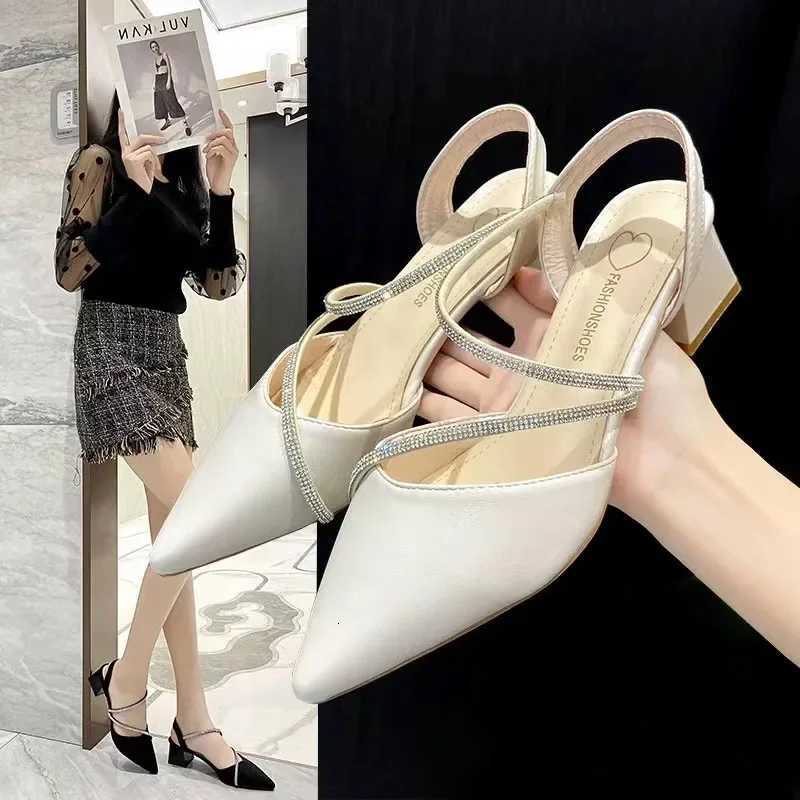 New Wens Fion Comfortable High H Wens Shoes Slip-on Pointed Toe Rhinestone Sandals Womens Shoes Y250716