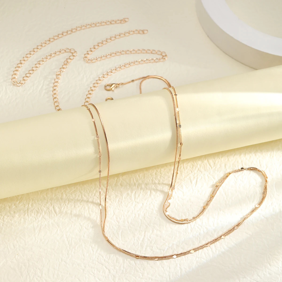 Double Layer Sequin Coin Waist Chain Belt Summer Boho Beach Bikinis Simple Adjustable Body Jewelry Set for Women Gifts 250715