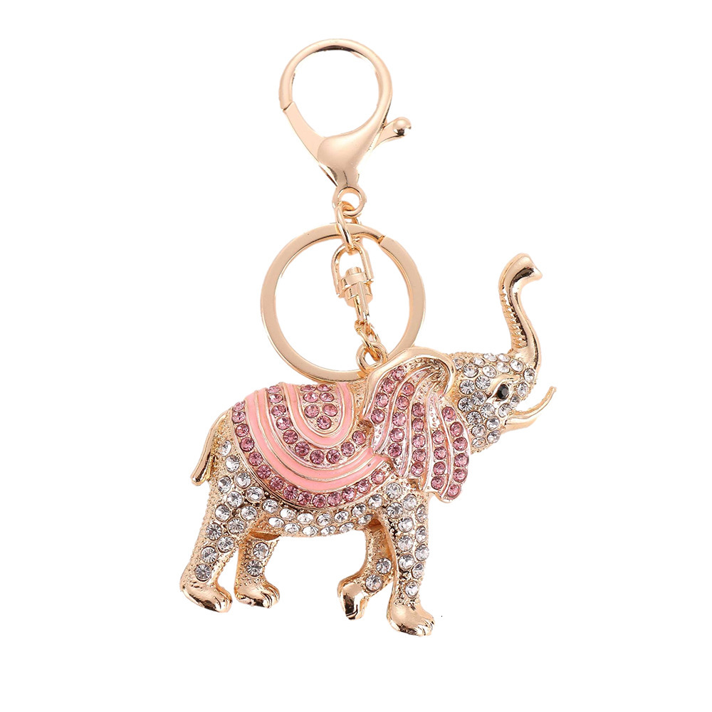 Diamond-in Elephant Bag Charms Cute Animal Metal Keychain Hanging Ornament Women's Bag Accessories