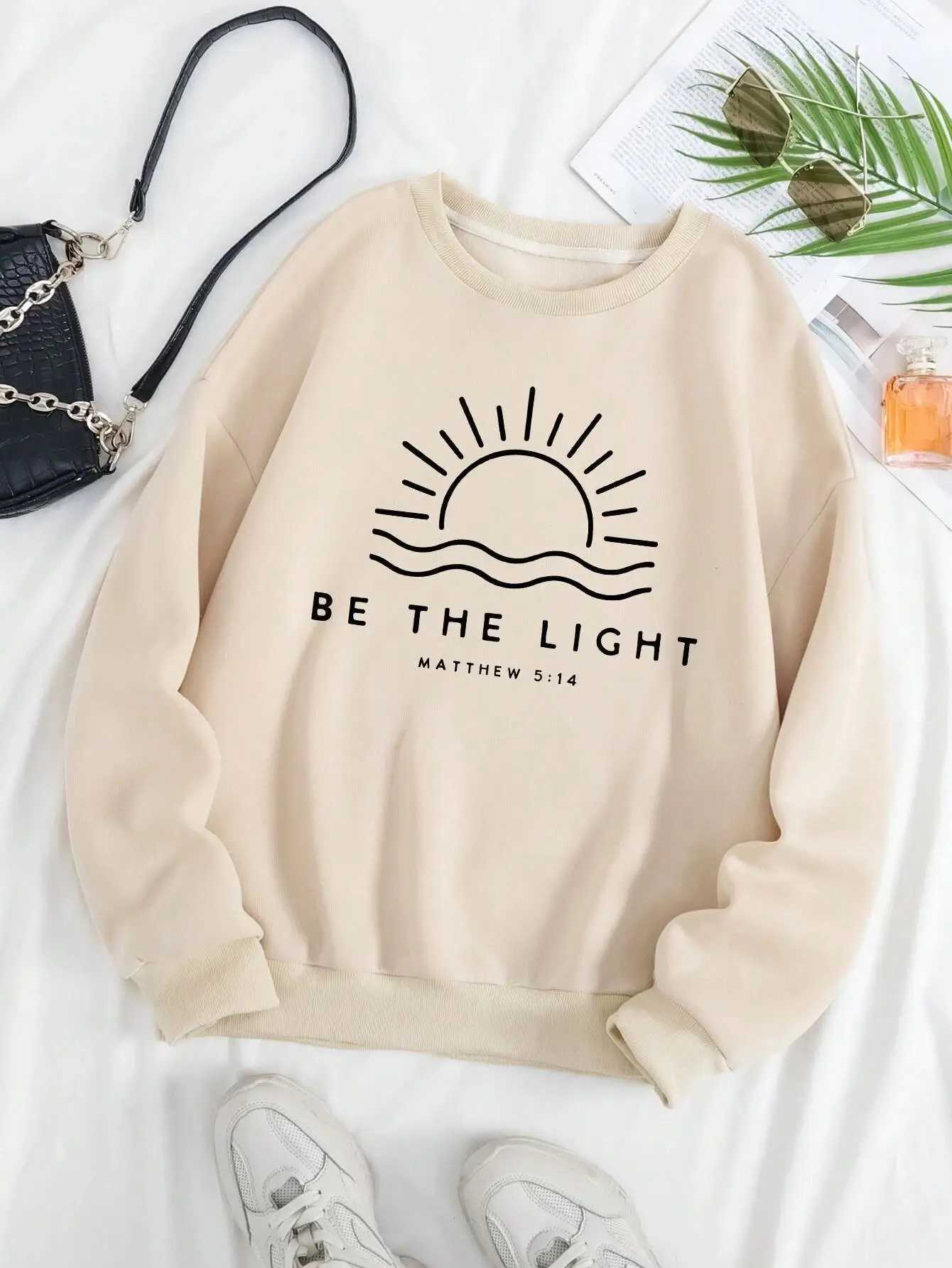 Be The Light Printing Sweatshirts For Women Classic Retro Fashion Hoodies Face Warm Casual Clothes Loose Oversize Sportswear XJ250717