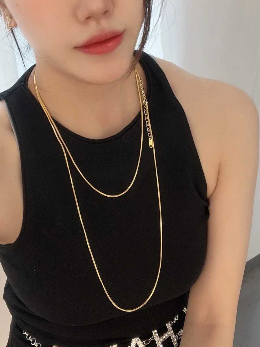 316L Stainless Steel Jewelry Necklace Thick Snake Bone Chain Double Necklace Statement Necklace Fem Necklace Chain Wholes X250718