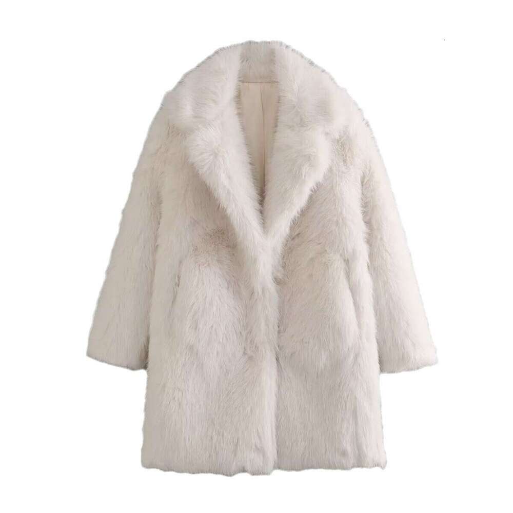 TRAFZA Women's Spring And Autumn New Style Plus Size Loose Fashion Long Faux Fur Coat Jacket B5