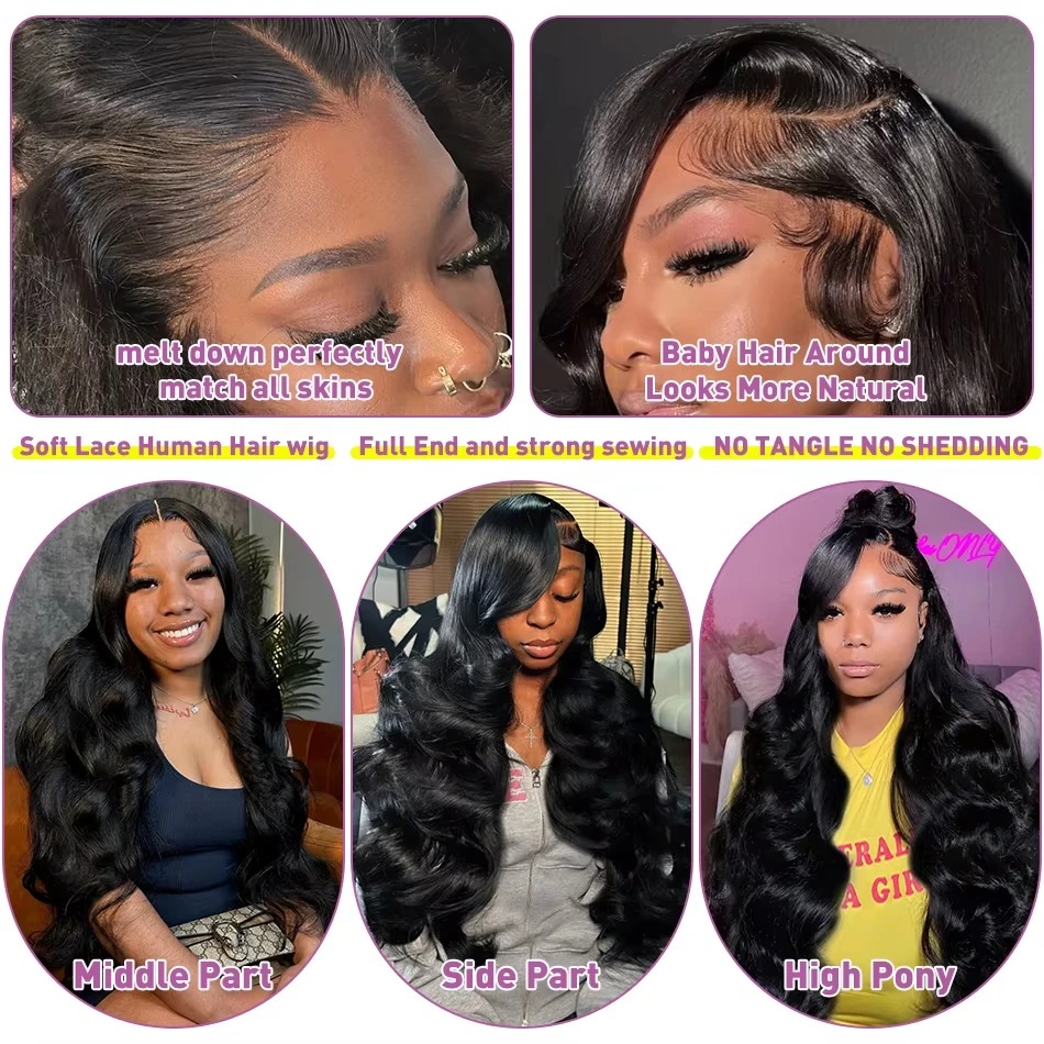 Human Hair HD 13X6 Body Wave Lace Frontal Wig 13X4 Front Human Hair Ready To Wear Go Glueless Wig 200 Density 30 40 Inch Synthetic Front wigs
