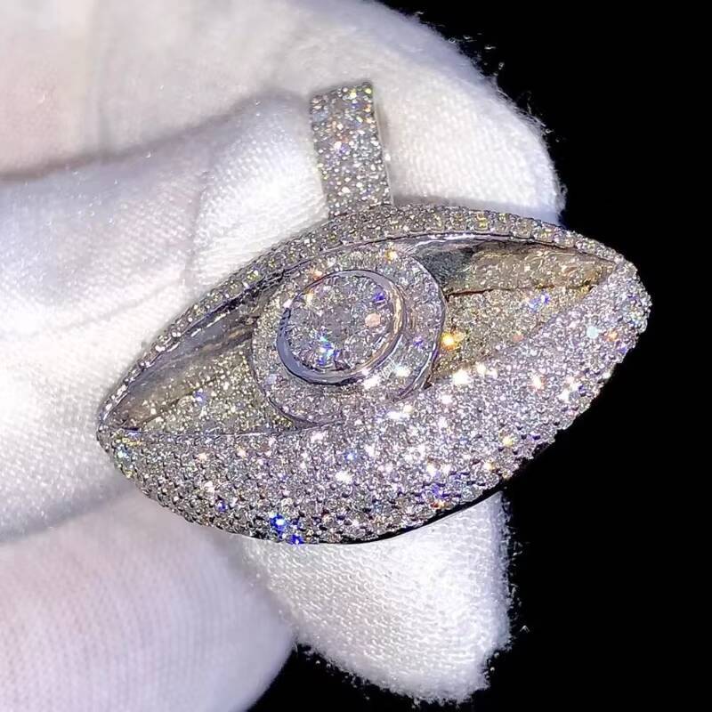 Sterling Silver 925 Hip Hop Pendant Personality New Design Eye Pendant VVS Iced Out Diamond Bling Moissanite Pendant