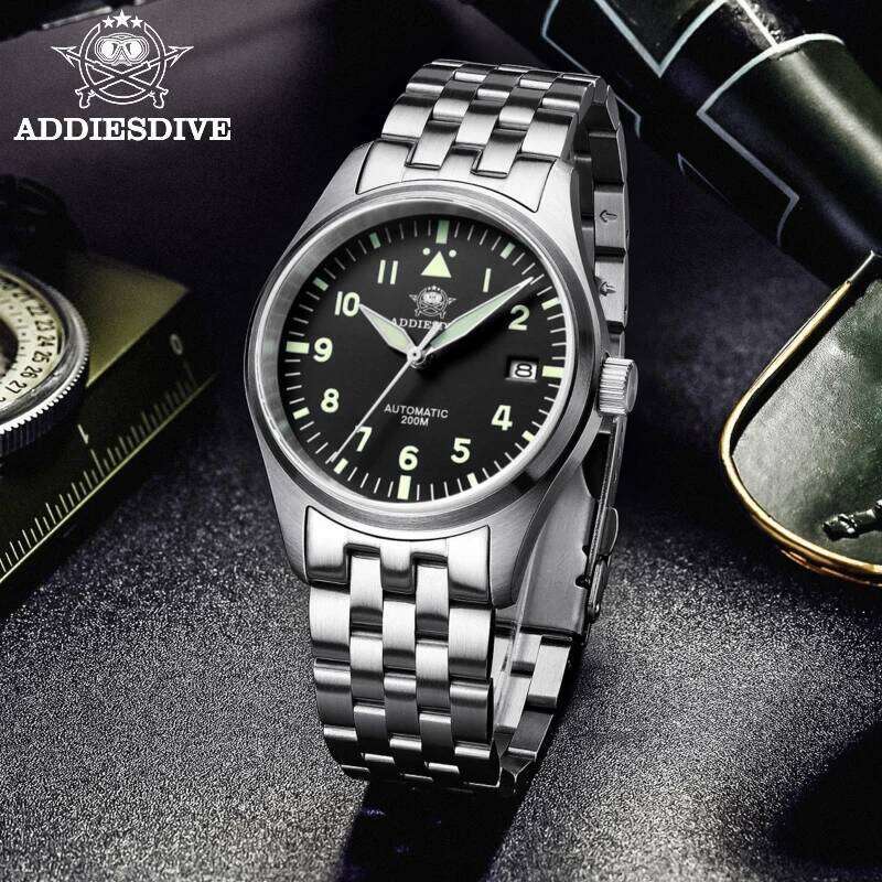 ADDIESDIVE Watches For Men Business Leisure Automatic Mechanical Men's Watch Fluorescent Waterproof NH35A 316L Stainless free shipping