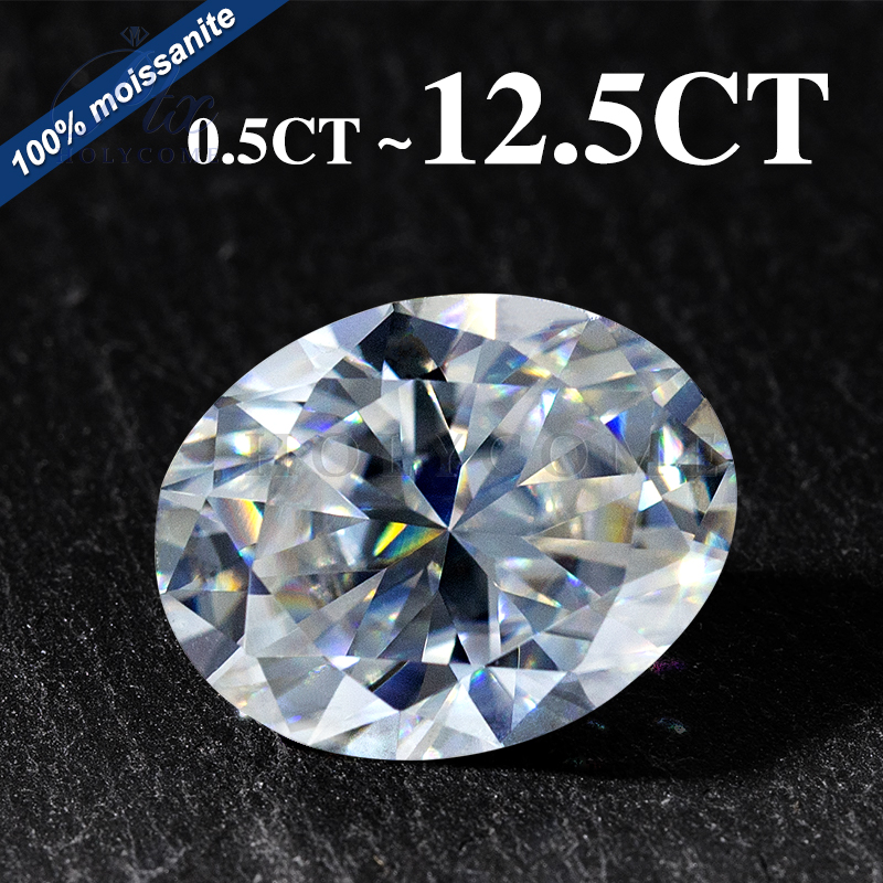 Moissanite Gemstone Oval Cut Brilliant Cut D Color VVS1 Lab Synthetic Created Heat Diamond for DIY Jewelry Making Materials with GRA Report