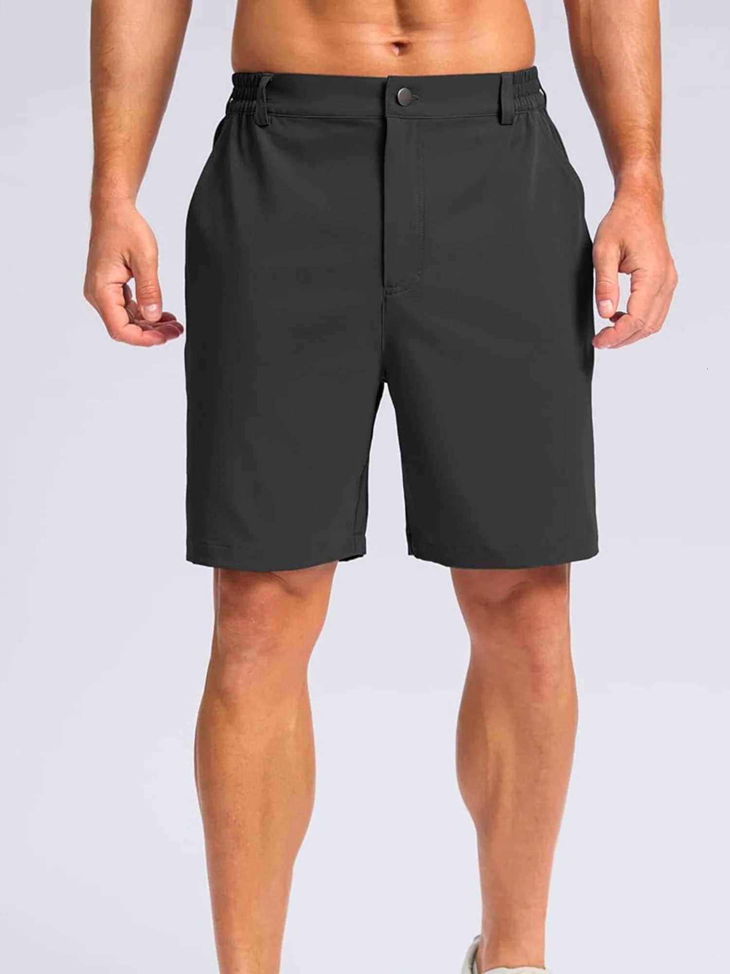 Men s Solid Color Casual Shorts with Back Elastic Waistband and Pockets for Work or Outdoor Activities Perfect for Daily Y2508141