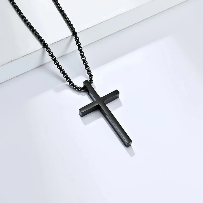 2025 autumn and winter sweater chain high quality steel cross necklace Luster niche personality male and female ce 250717