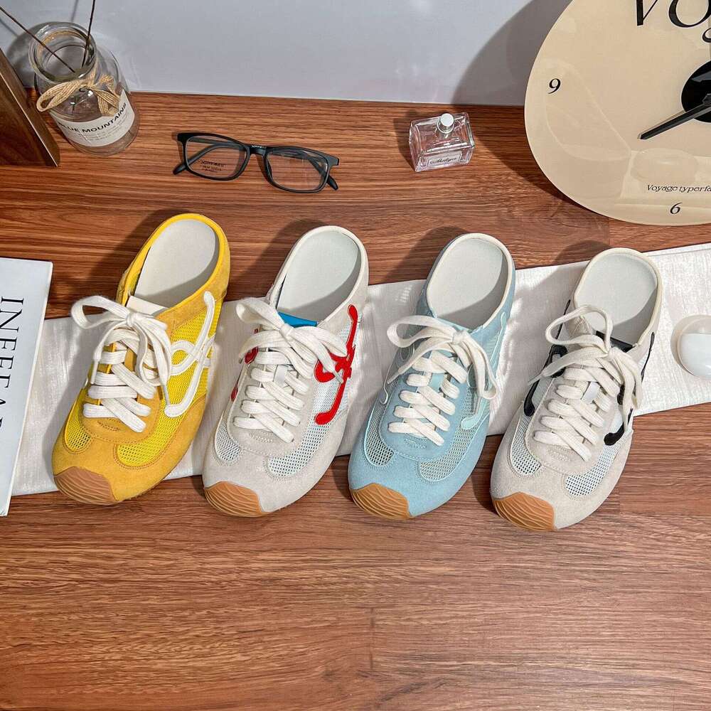 Designer Summer New Height-Increasing Thick-Soled Sneakers for Women, Backless Mules, College Style