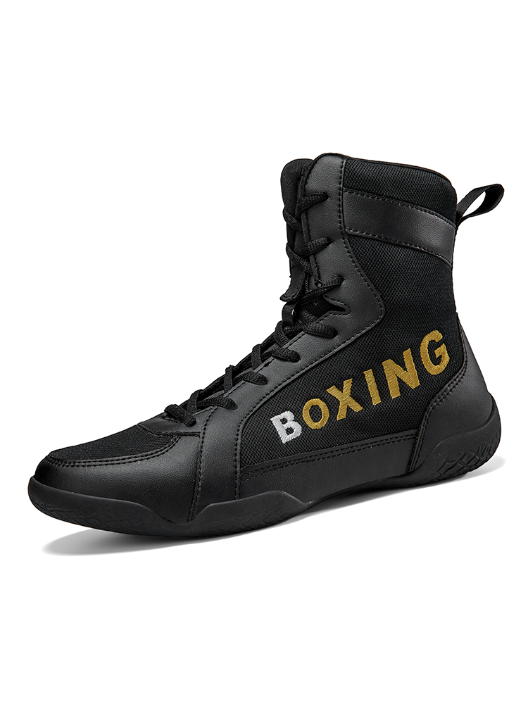 Boxing shoes, wrestling shoes, high-top fighting martial arts training shoes, long boots, fitness Sanda shoes, shock-absorbing, breathable and non-sli