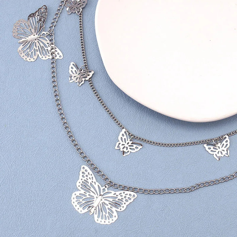 Punk Butterfly Biker Jeans Link Pants Keychain Women Men Belt Key Chain Double Layers Trousers Chain Fashion Hip Hop Jewelry 250715