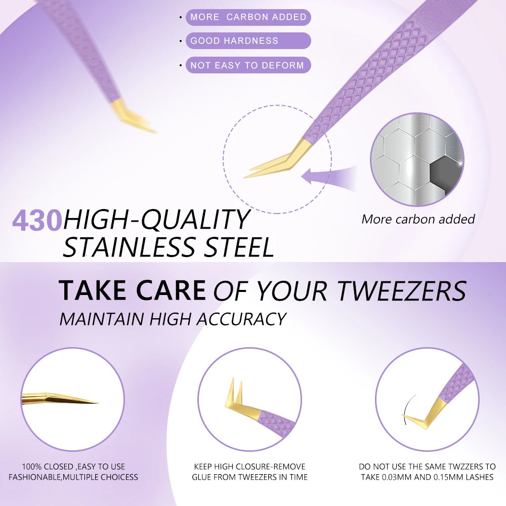 AILEISHI Eyelashes Tweezers Stainless Steel Superhard High Precision Antistatic For Eyelash s Tools 250716