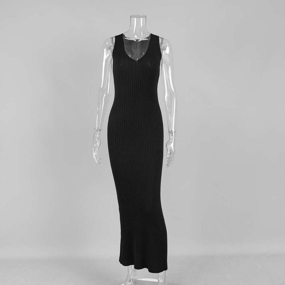 Strap Summer New Wide Shoulder Inner Long Slim Fit Knitted Dress B5