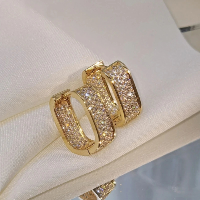 Anziw Original Full Earrings Women Square Hoop Earrings Silver 925 Trendy Wedding Party Jewelry with GRA Certificate 250712