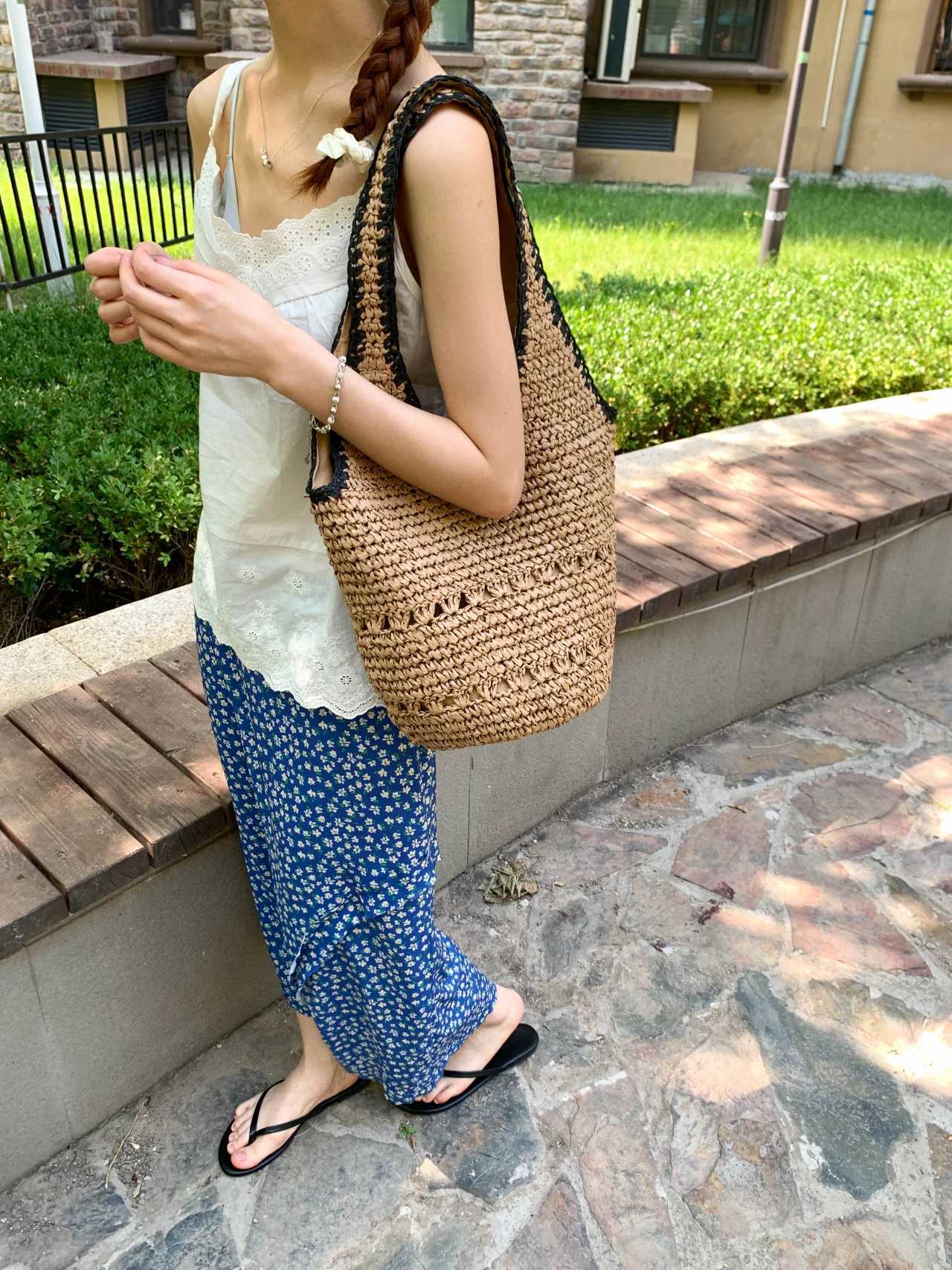 Cross-border Large Capacity Laid-back Bohemian Style All-Mah Womens Underarm Hand-woven Bags Cotton-linen XJ250718