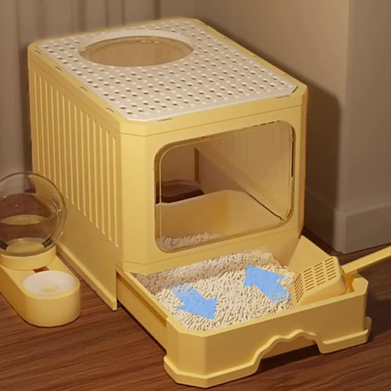 Extra large fully enclosed cat litter box drawer, double door upgraded cat toilet, extra large space, worry free odor prevention and side leakage prev