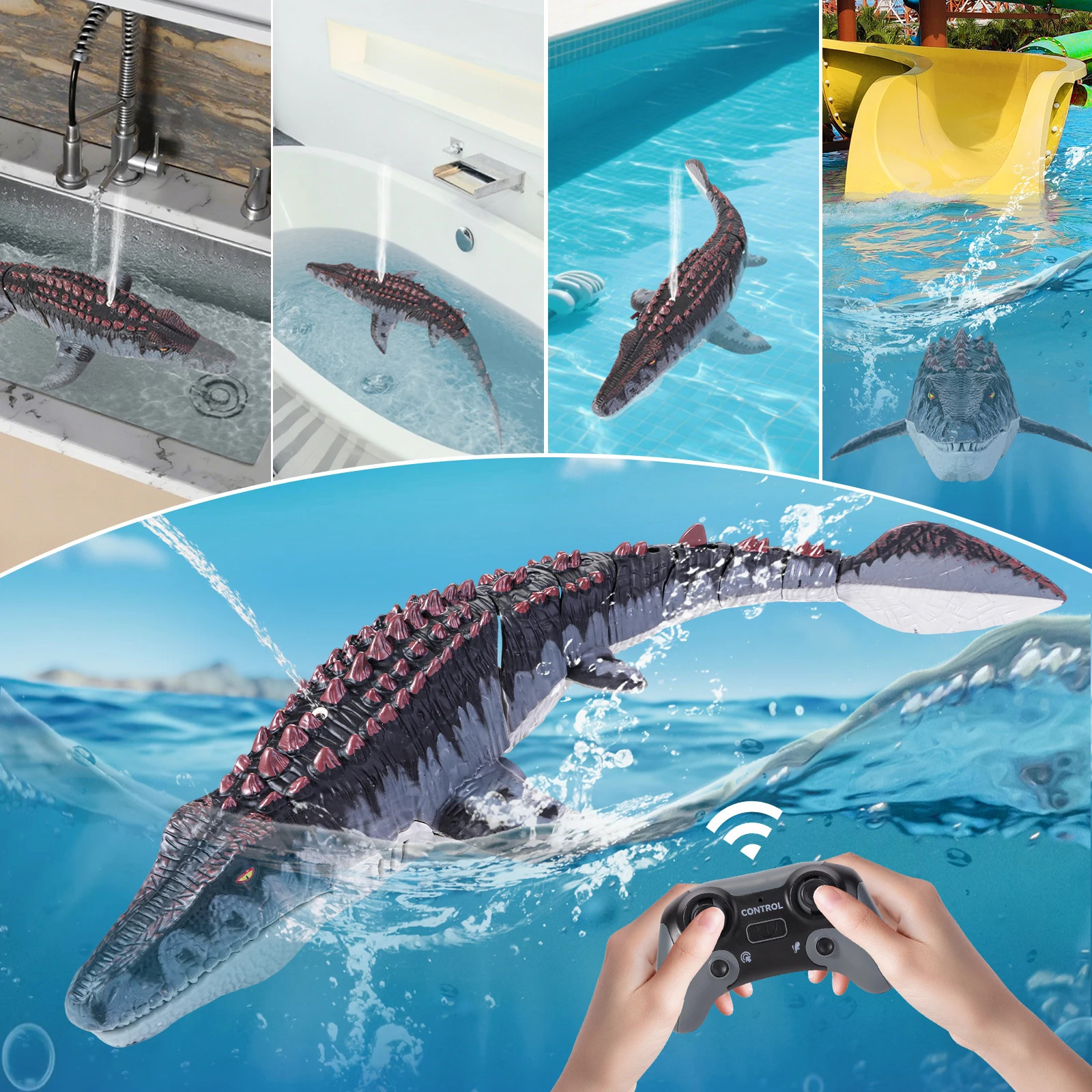 Kids Remote Control Mosasaurus Toy Rechargable RC Spray Dinosaur Model Electric Pool Toys Gift For Children Ages 4-12 250717