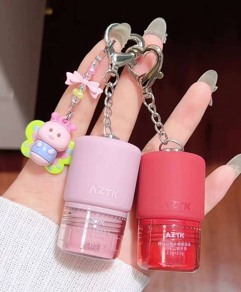 AZTK Two-color Mirror Water Glow Lipstick Waterproof Moisturizing Non-stick Cup Nude Lip Glaze Pendant X250718