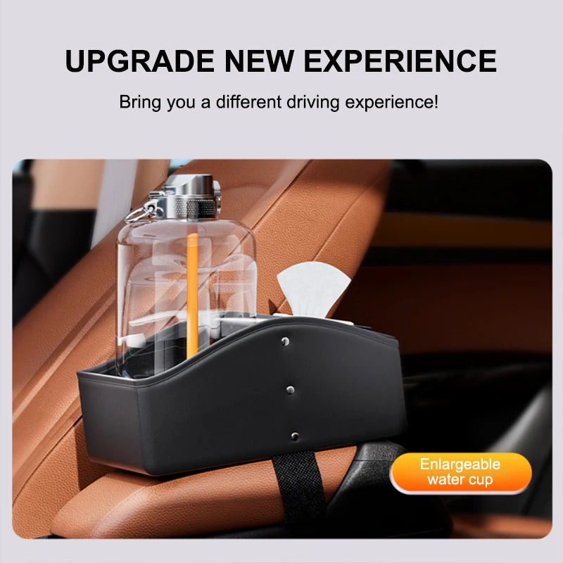 BLALION Car Center Armrest Organizer Leather Storage Box Tissue Box Multifunctional Water Cup Holder Auto Interior Accessories 250715