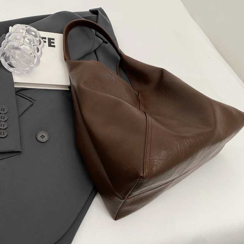 2-IN-1 Designer Shoulder Bags for Women Soft PU Leather Pure Color Large Capacity Underarm Hobo Shopper Tote Handbag R250717