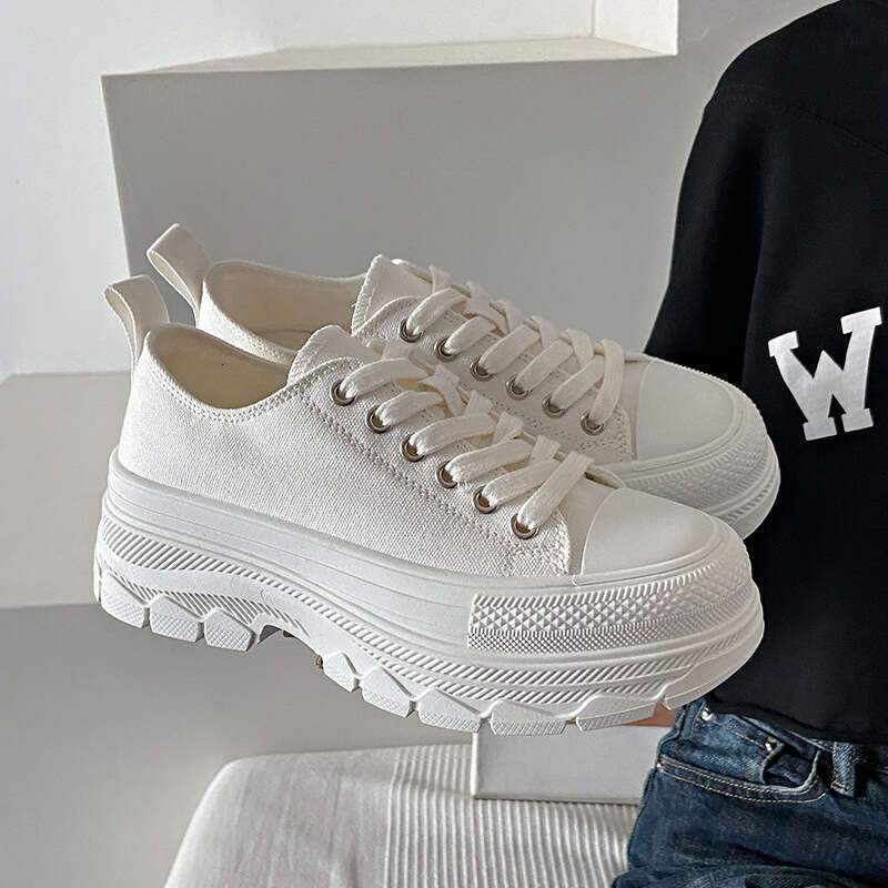 Thick-Soled Canvas Women, Solid Color, Height-Increasing, Casual Shoes, 2025 Spring New Style, Breathable Dad Shoes for Free shipping Students, BR301-
