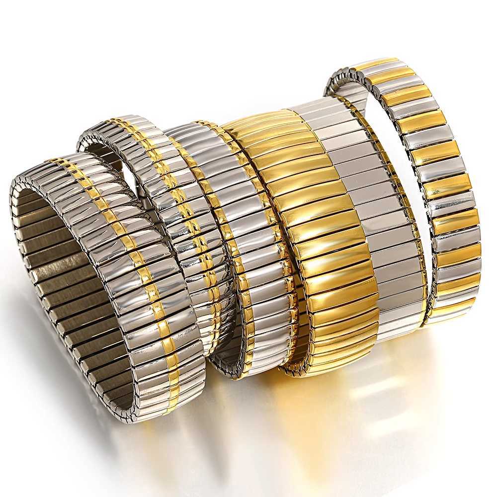 18K Gold Plated Stainless Steel Adjustable Bracelet Fashion Elastic Metal Bracelet Trendy Jewelry Accessories Official X250718