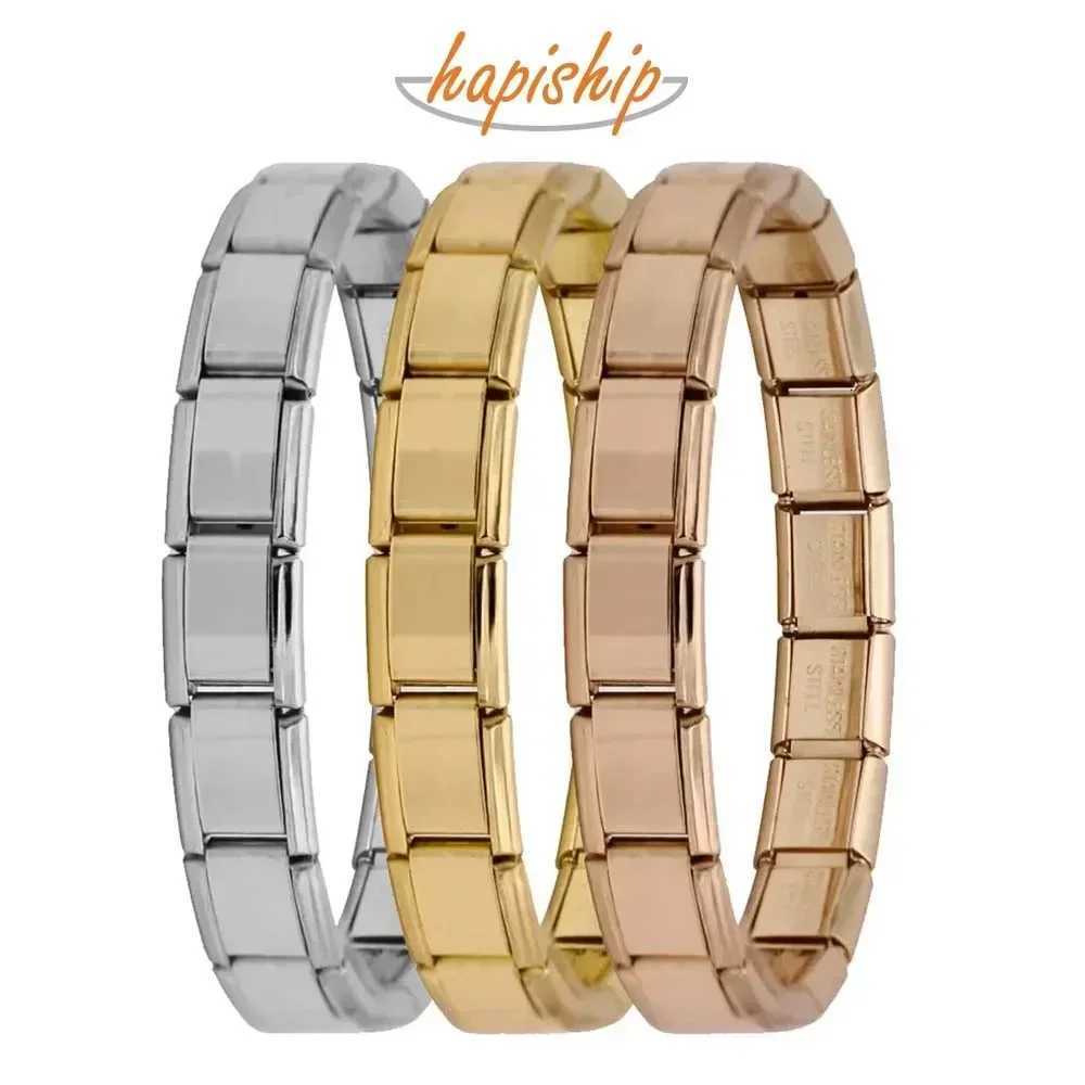 Hapiship New Wens Jewelry 9mm Width Italian Elastic Charm Bracelet Fashion Stainless Steel Bangle ST- X250718