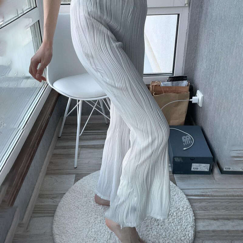 Autumn New Fashion OL Striped Straight Casual Long Pants High Waist Elegant Slimming Women's Trousers B5