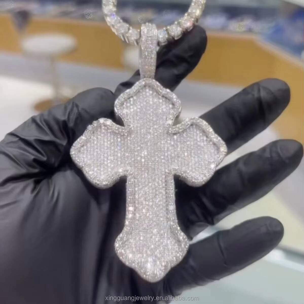 Custom Cross Pendant Fine Jewelry Necklaces Silver 925 18k Gold Plated Fine Jewelry Necklace Moissanite Pendant