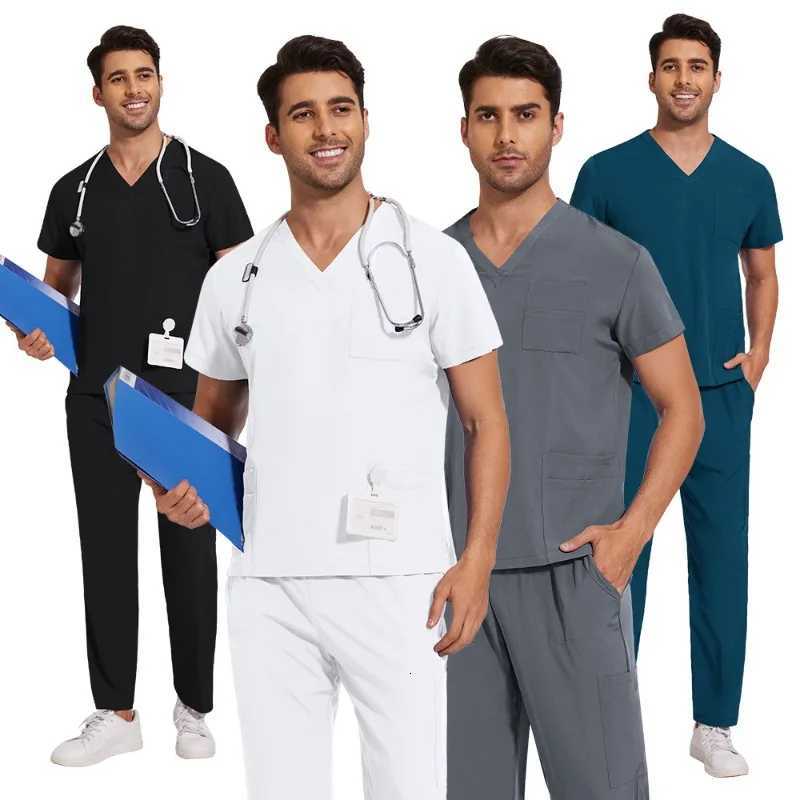 Clinical Green Gray Blue White Sanitary Dentist Medical Nursing Veterinary Surgical Uniform Men Work Wear Jogger Man Scrubs Set Z250718