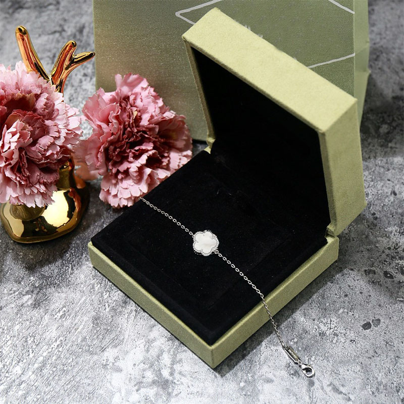 Luxury Chain Bracelet Brand Clover Bracelet Single Flower Mother Shell 15mm High Quality 18k Gold Designer Bracelet Jewelry with Box