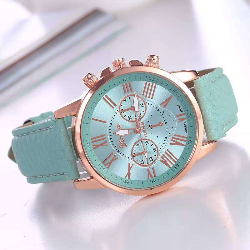 Geneva Style Quartz Watch - 40mm PU Leather Strap Fashion Watch for Women (14 Colors) | Minimalist Dress Timepiece