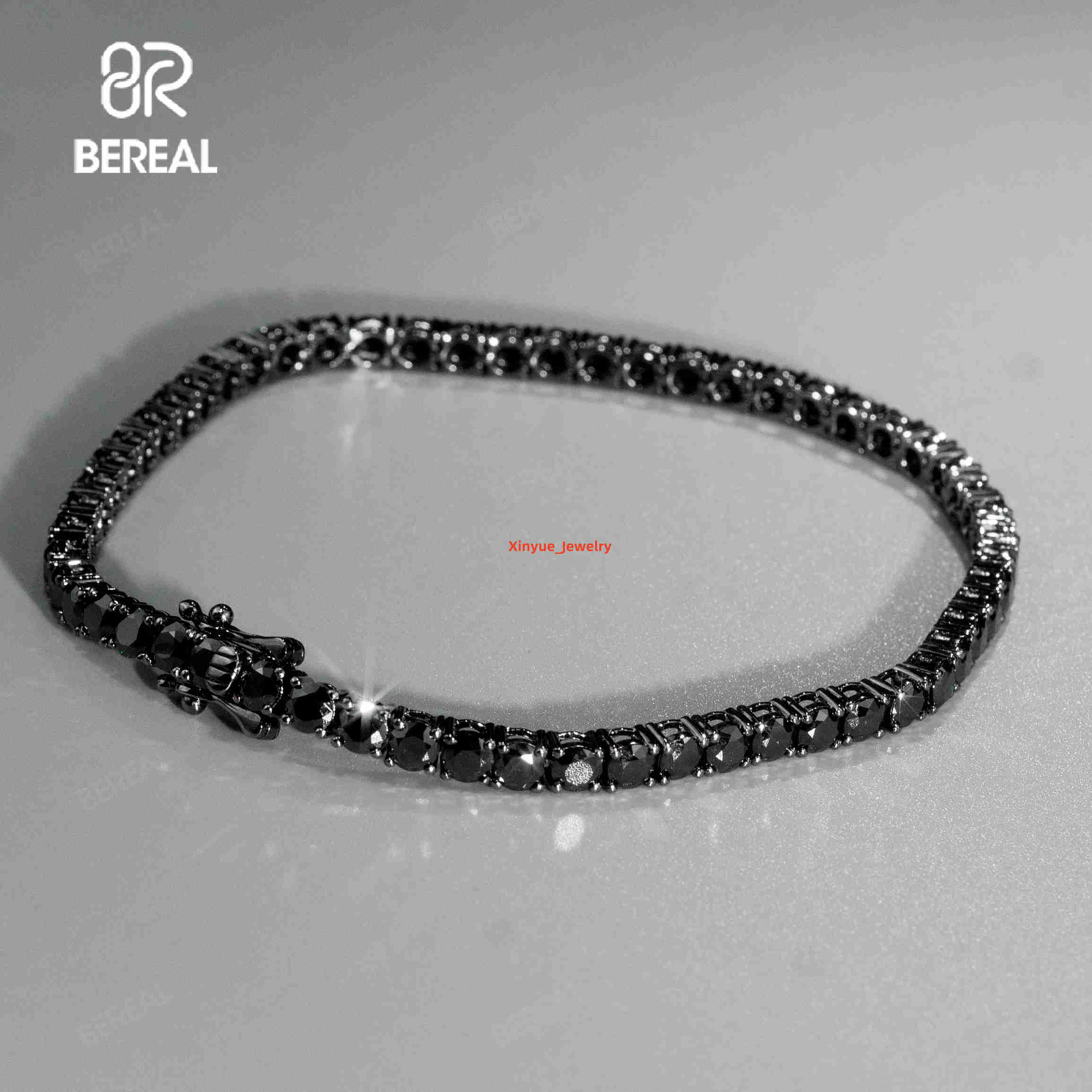 New Design Black Vvs Moissanite Tennis Chain Necklace Pass Diamond Tester Iced Out Diamond 925 Silver Bracelet for Men Women