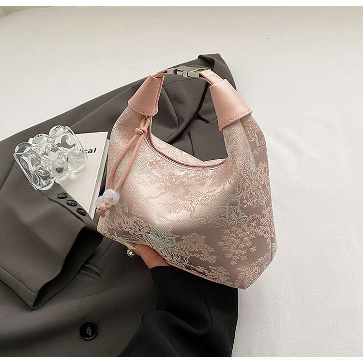 handheld new chinese style 2024 summer fashion embroidered pea niche highend simple crossbody bag for women