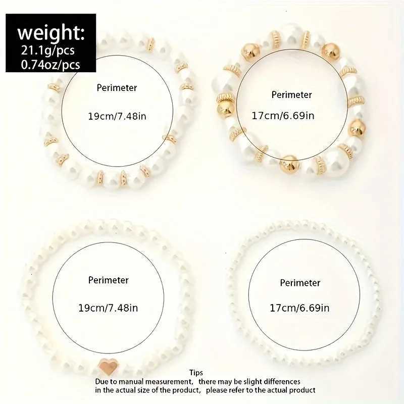 4Pcs/Set White Color Pearl Bracelets Set For Women New Trendy Elastic Beaded Bracelet Elegant Wedding Party Jewelry Gift X250718