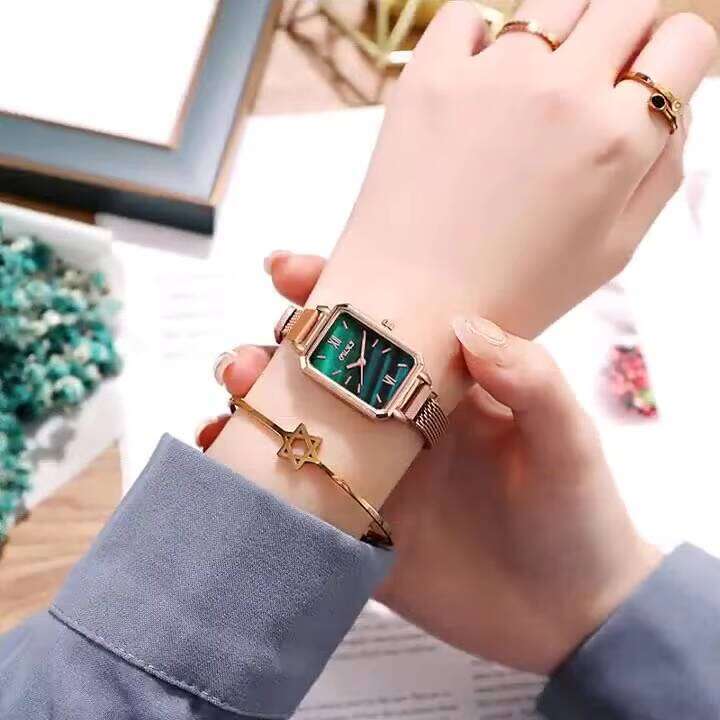 Vintage Magnetic Closure Watch - 14mm Retro Square Face Quartz Watch for Women | Minimalist Alloy Strap Dress Watch (6 Colors)