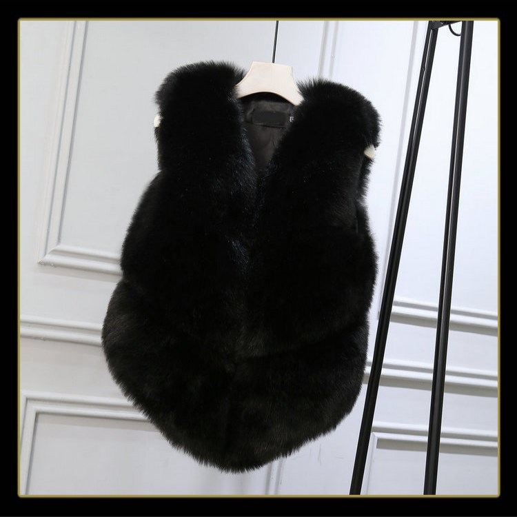 3XL Autumn Winter Thick Warm Faux Fox Fur Vest Women High Quality Fashion V-Neck Short Fur Coat Female Fur Waistcoat