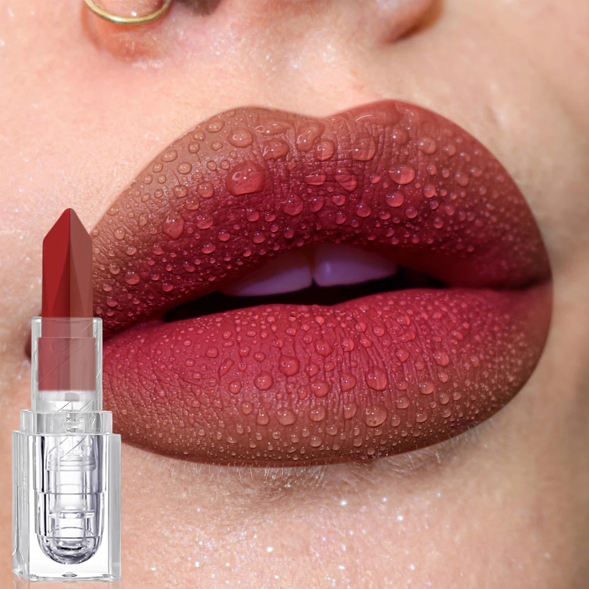 2-Color Matte Lipstick Non-Fading Non-Stick Cup Long-Lasting Velvet Finish Smooth Matte Lip Color Waterproof Smudge-proof 250716