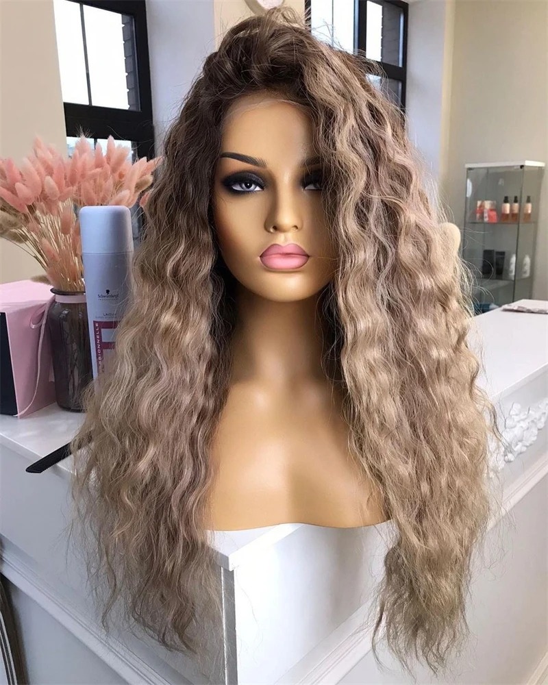 Ombre Ash Blonde 13x6 Hd Lace Frontal Wigs Loose Deep Wave Wigs Wear And Go Curly Wig Human Hair Water Wave 13x4 Lace Front Wig Synthetic