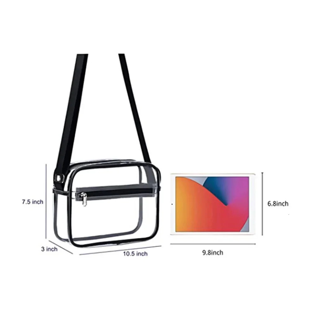 Women PVC Clear Waterproof Small Handbag Portable Travel Stadium Approved Zipper Shoulder Crossbody Bag Toiletry Pouch 250714