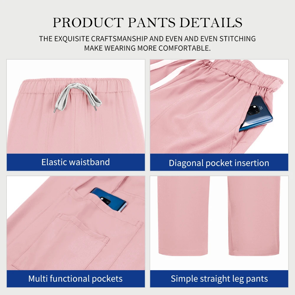 Doctor Nurse Uniforms Woman Scrub Set Beauty Salon Work Wear Clinical Scrubs Top-Pants Spa Nursing Tunic Suit 250715