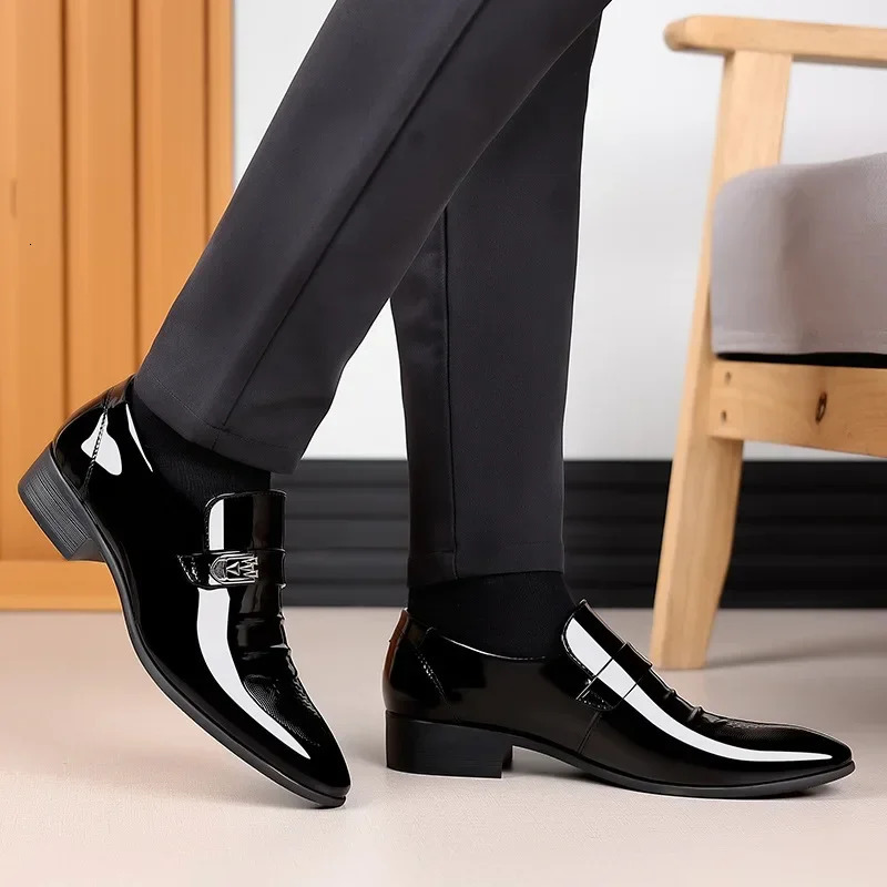 Leather Shoes Men Casual Business Office Work Party Wedding Oxford Pointed Toe Loafers 250717