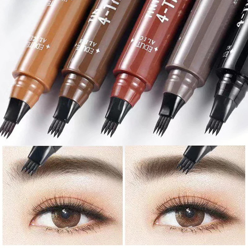 Long-lasting and smooth four-pronged liquid eyebrow pencil with clear roots natural wild eyebrow pencil waterproof and styling 250712